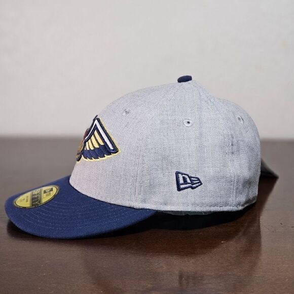 New Era New Orleans Pelicans Hat Low Crown Hat Grey Blue Fitted 7 1/8 NBA Cap